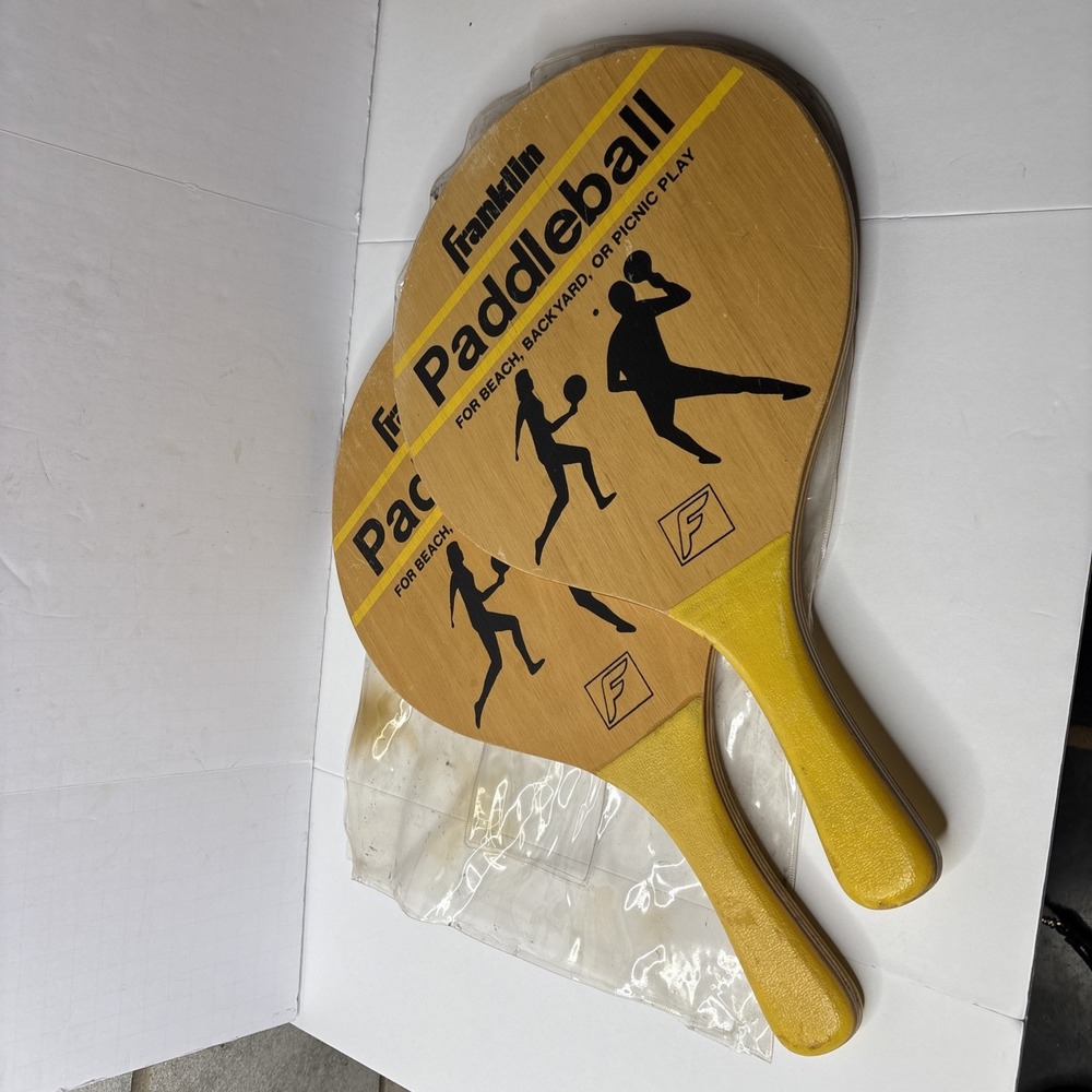 Vintage Franklin Paddle Ball‎ Paddles Set of 2 Beach Backyard Picnic Play Wooden